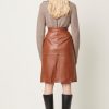 french connection tan leather skirt