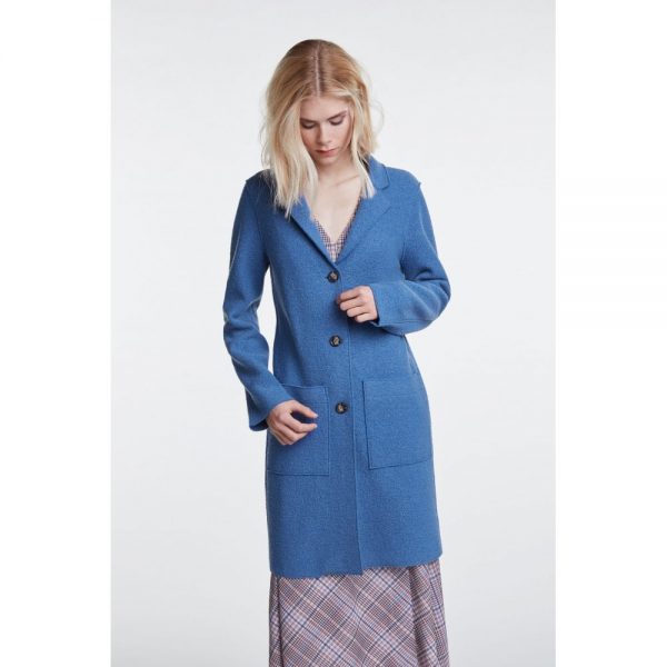 oui blue boiled wool coat