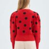 compania fantastica Knit sweater with puffed sleeves and polka dot print